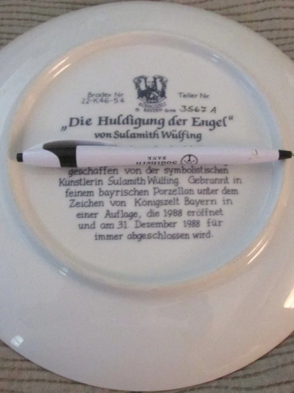 Sulamith Wulfing Christmas Plate 1987 Christmas Angles